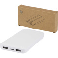 „Adhil“ 10 000 mAh 10 W perdirbto plastiko išorinė baterija su 2 integruotais laidais, Balta