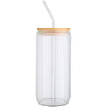 Logotrade reklaminiai produktai nuotrauka: Mirage 500 ml viensienis borosilikatinio stiklo indelis su bambuko dangteliu