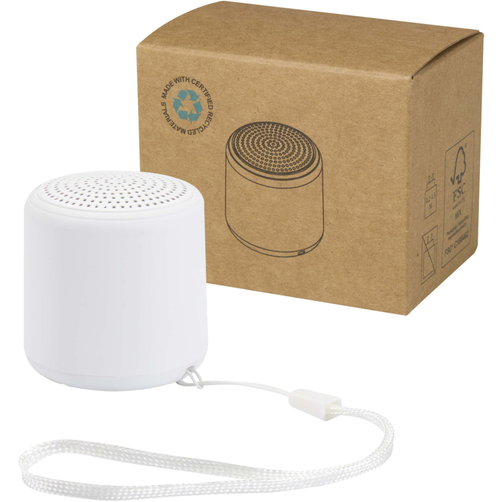 Logotrade verslo dovanos nuotrauka: „Velkis“ 3 W perdirbto plastiko belaidis „Bluetooth®“ garsiakalbis