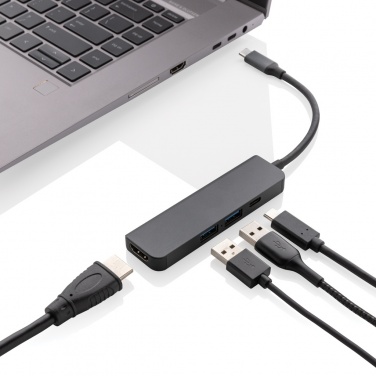 Logotrade dāvanas foto: Terra RCS pārstrādāta alumīnija centrmezgls ar HDMI ieeju