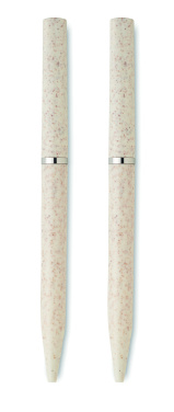 Logotrade korporatīvās dāvanas foto: Kviešu salmu/ABS vītņu pildspalvu komplekts