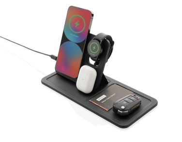 Logotrade Ideja dāvanas foto: Swiss Peak 3 in 1 RCS pārstrādāta PU bezvadu lādētāja galda paliktnis