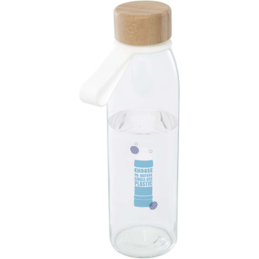 Logotrade dāvanas foto: Porto 500 ml stikla ūdens pudele ar silikona rokturi un bambusa vāku