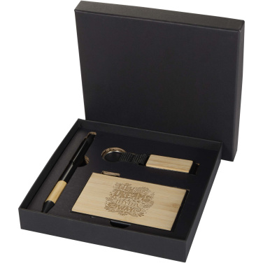 Logotrade ziemassvētku dāvanas foto: Minka RCS pārstrādāta alumīnija lodīšu pildspalvas, atslēgu piekariņa un RFID karšu turētāja dāvanu komplekts