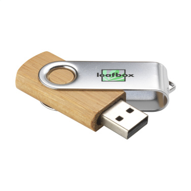 Логотрейд pекламные подарки картинка: USB Twist Bamboo со склада 16 ГБ
