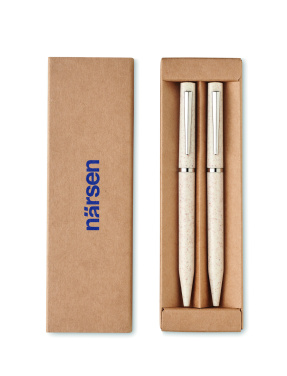 Логотрейд pекламные cувениры картинка: Wheat straw/ABS twist pen set