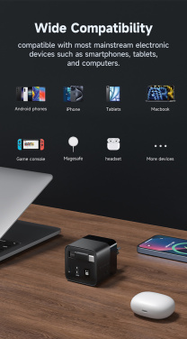 Лого трейд pекламные cувениры фото: Зарядное устройство Urban Vitamin Mendocino 65 Вт GaN с выдвижным кабелем