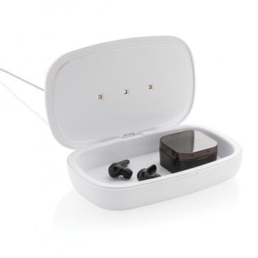 Logotrade kampanjprodukter bild: UV-C steriliseringsbox med 5W trådlös laddare