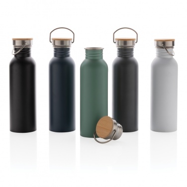 Logotrade profilreklam bild: Modern stainless steel flaska med bambulock