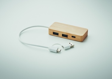 Logotrade kampanjprodukter bild: USB-hubb med 3 portar i bambu