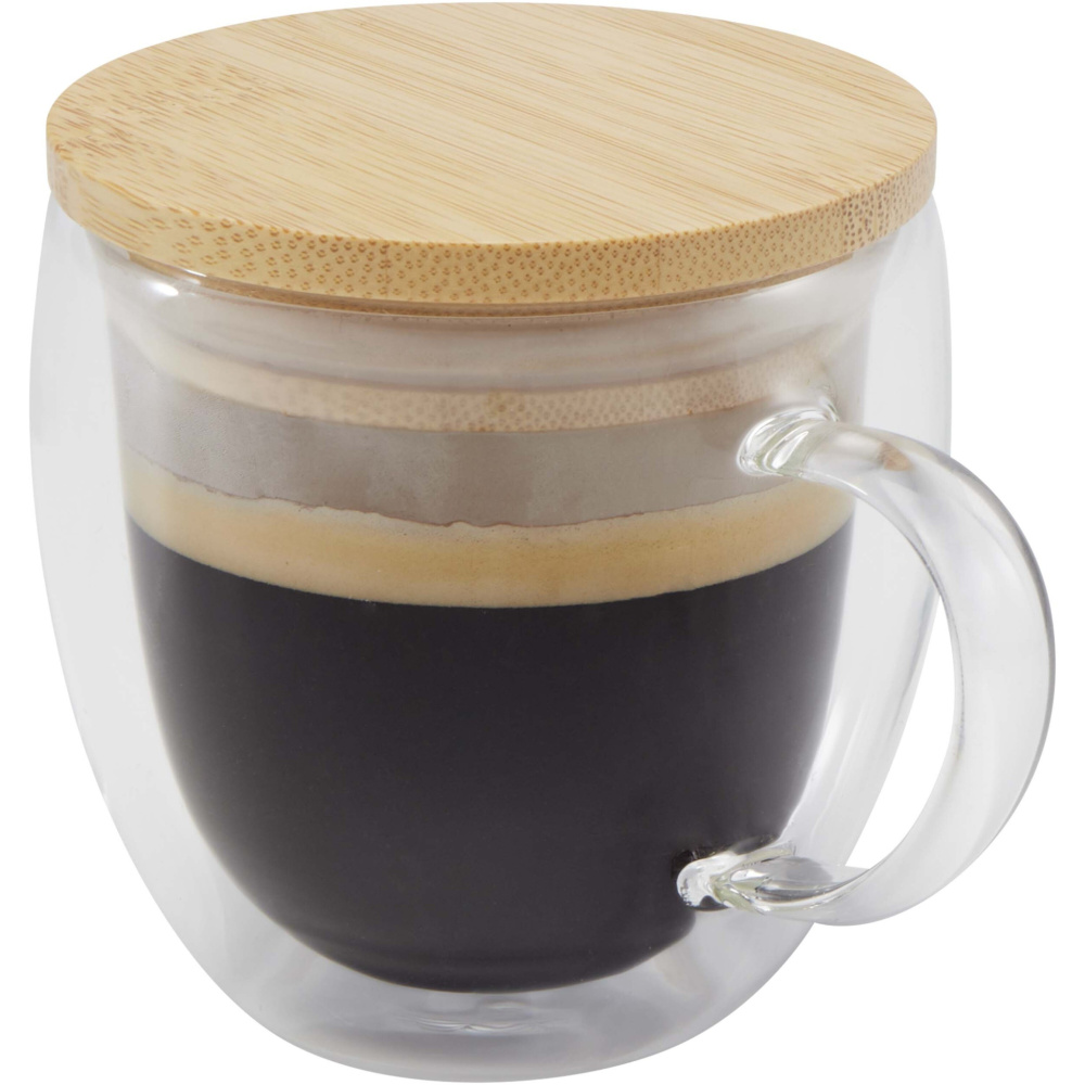 Logotrade presentreklam bild: Lenora 250 ml glasmugg med bambulock