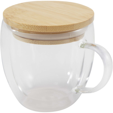 Logotrade kampanjprodukter bild: Lenora 250 ml glasmugg med bambulock
