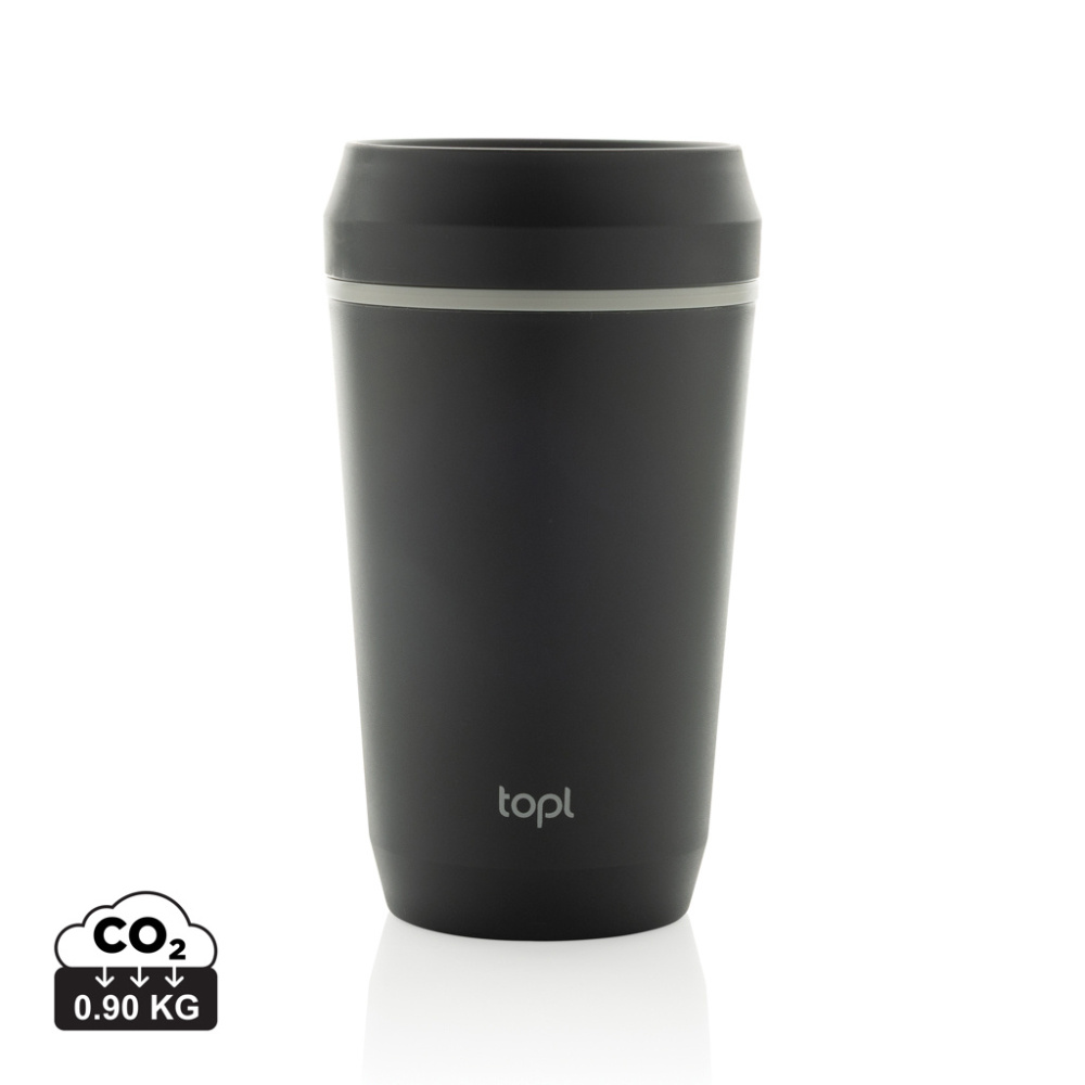 Logotrade kampanjprodukter bild: Topl To Go-glas av återvunnen plast Patenterat 360-lock 354
