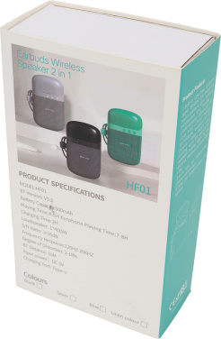 Logotrade presentreklam bild: Bluetooth-högtalare HF01 med inbyggda hörlurar 2 i 1